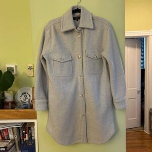 Quince 100% Merino Wool Long Shirt Jacket, small, light grey